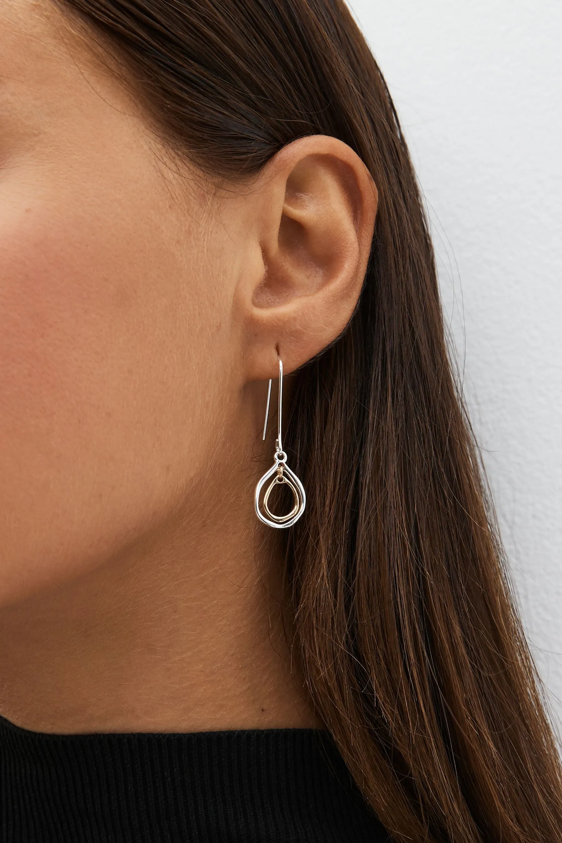 Oro/argento   - Orecchini a goccia in zinco e ottone riciclato